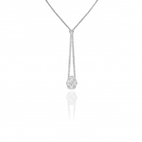White Gold Diamond Double Chain Pendant White Gold Diamond Double Chain Pendant